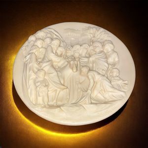 Vtg 1987 VOLTERADICI Florence Toscana Alabaster Jesus Scholars 3D Nativity Plate